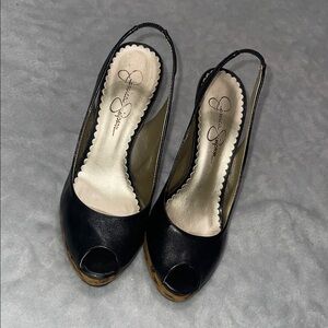 Jessica Simpson Elegant Black Slingback Heels